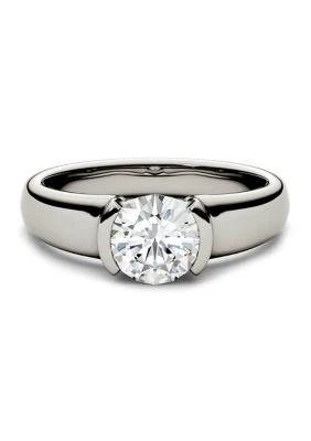 Charles 
Colvard 1 ct. t.w. Lab Created Moissanite Semi Bezel Engagement Ring in 14K White Gold 4