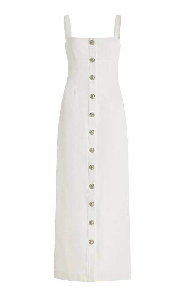 ADAM LIPPES Adam Lippes - Camille Button-Detailed Stretch-Cotton Midi Dress - White - US 6 - Moda Operandi 1