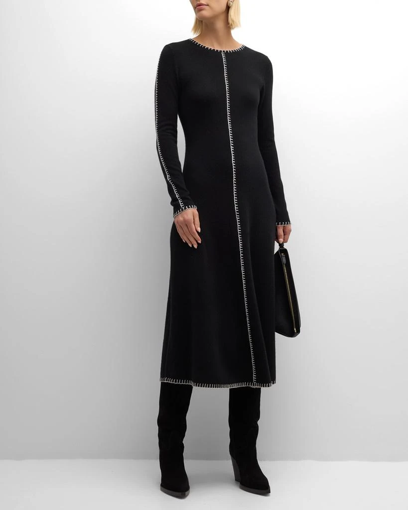 Autumn Cashmere Blanket-Stitch Cashmere Midi Dress 3