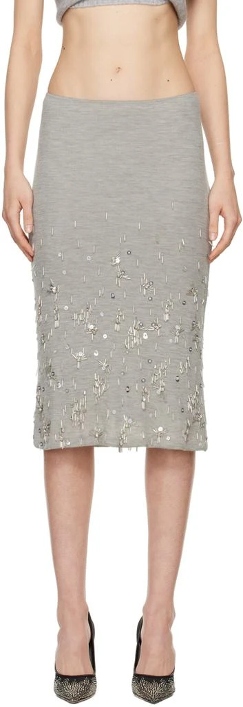 Christopher Esber Gray Crystal Cluster Midi Skirt 1