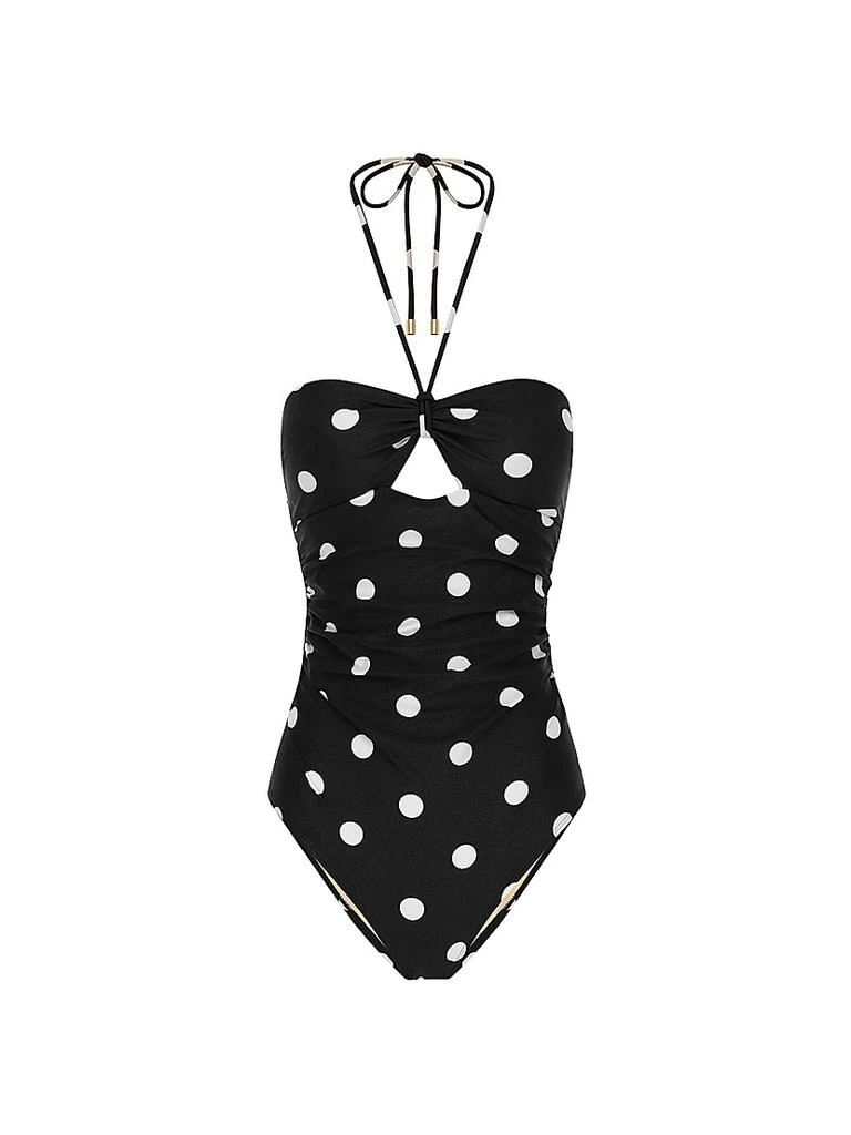 Peony Summer Polka Dot Halter One-Piece Swimsuit 1
