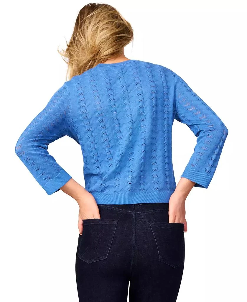 Melissa Paige Petite Pointelle-Knit Crewneck Cardigan 2