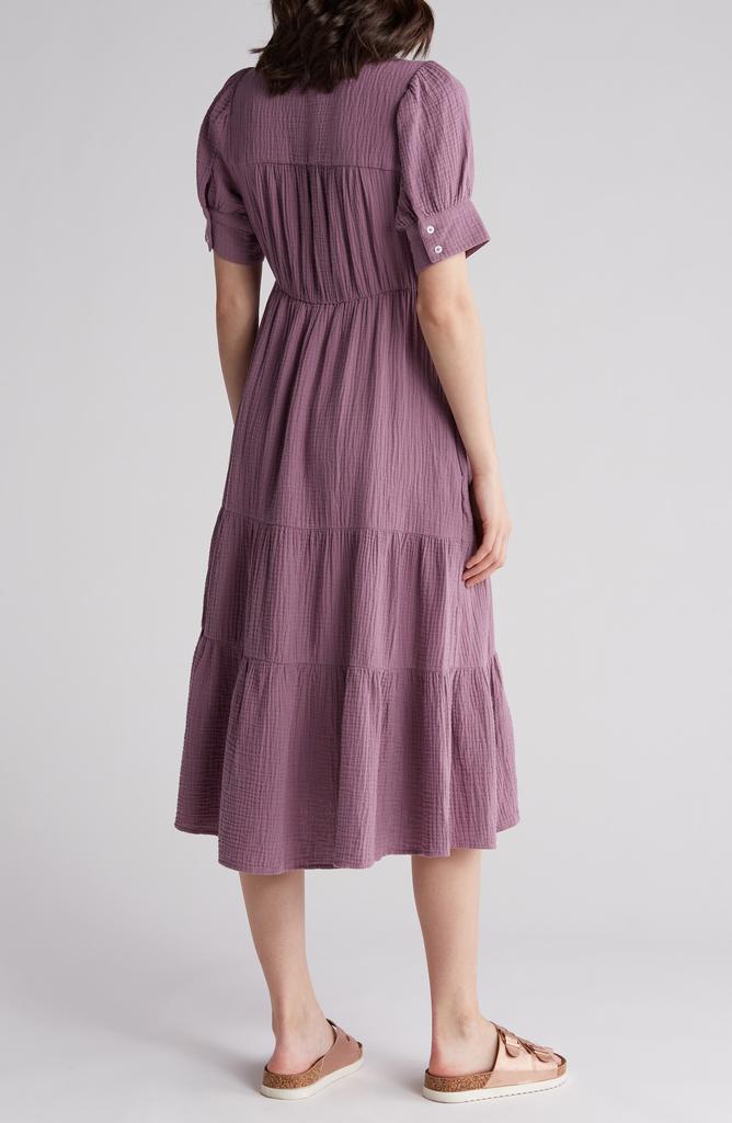 Madewell Lightspun Tiered Button Front Midi Dress