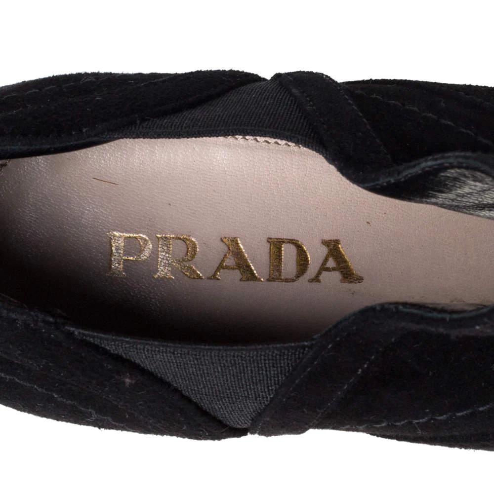 Prada Prada Black Suede Cutout Peep Toe Booties Size 37.5 7