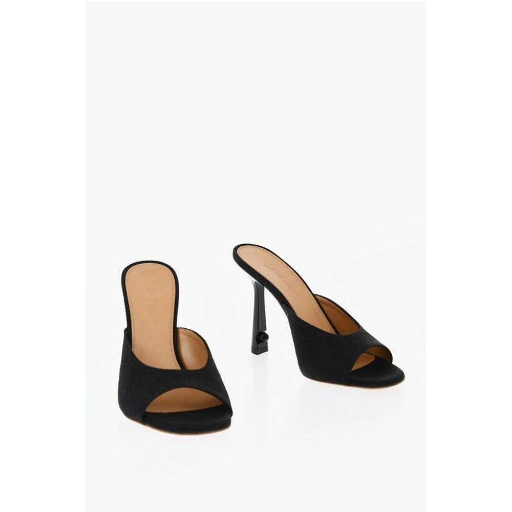 Off-White Off- Pointed Linen Blend LOLLIPOP Mules Heel 11 Women's cm 1