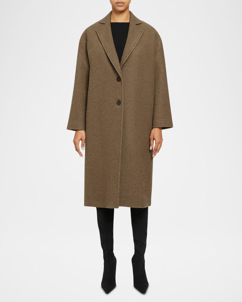 Santorelli Long Button-Down Wool Coat