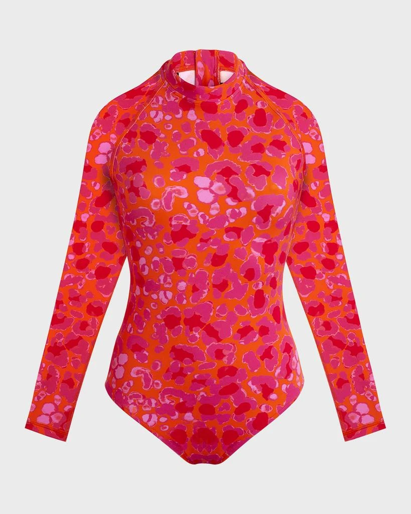 Vilebrequin Abstract Leopard Printed Rashguard One-Piece Swimsuit 1