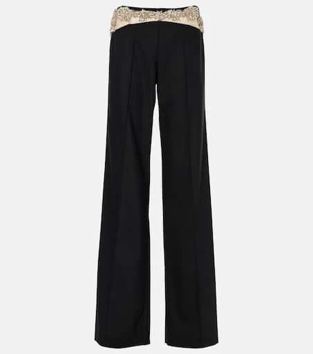 Costarellos Stelle embellished wool-blend slim pants 1