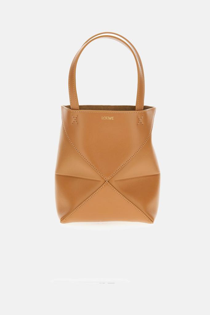 Loewe Punch Hole small basket in raffia and calfskin - Tote