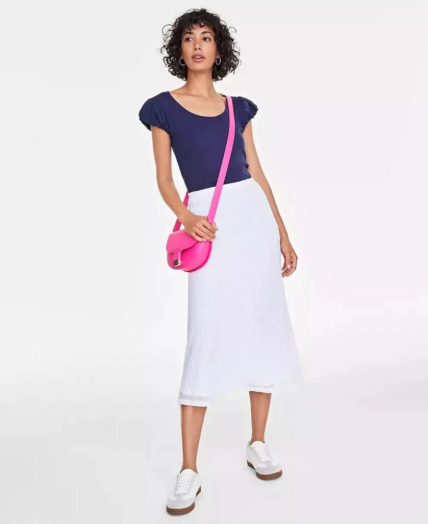 On 34th Women's Embroidered Eyelet Pull-On Midi Skirt, Exclusively at Macy's 1