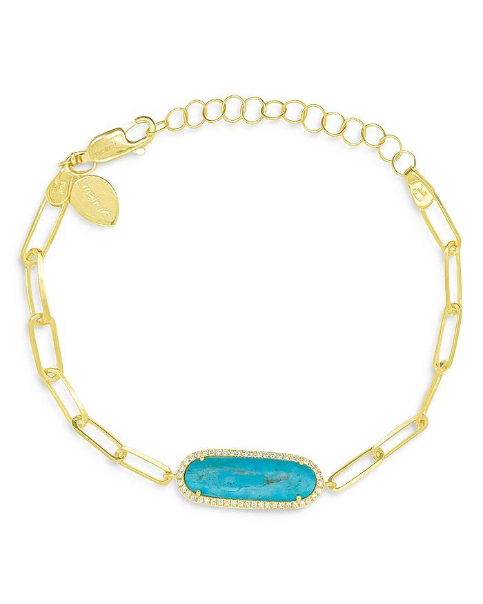 Meira T 14K Yellow Gold Turquoise & Diamond Paperclip Link Bracelet