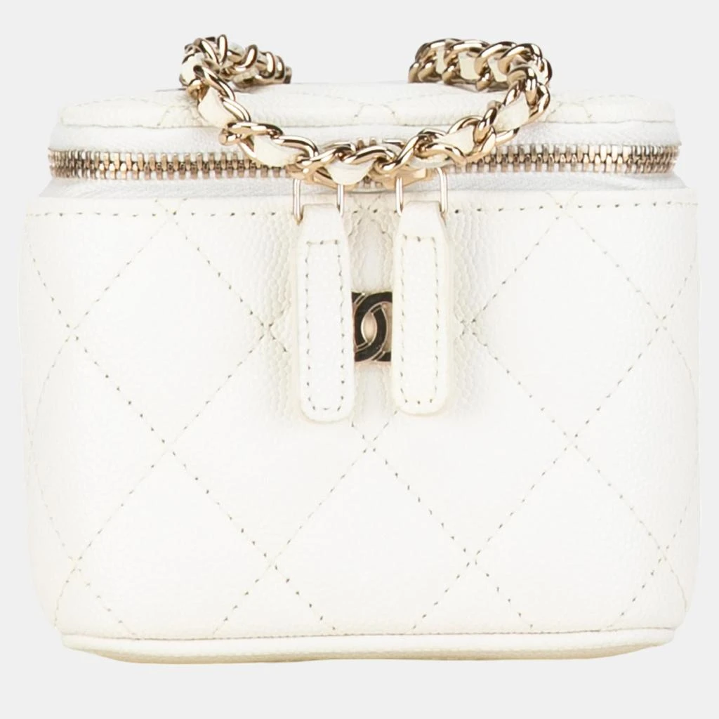 Chanel Chanel White Mini Caviar Vanity Case with Chain 1