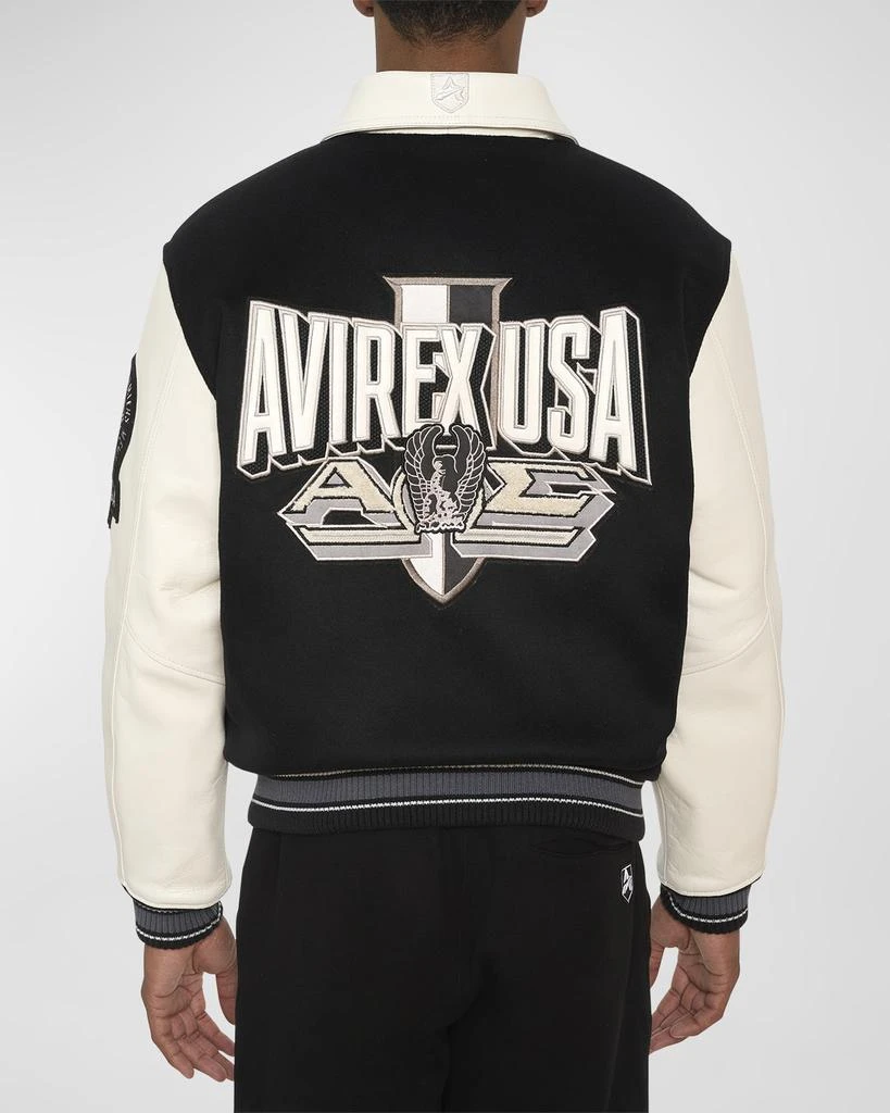 AVIREX Men's Omega Wool Leather Varsity Jacket 4