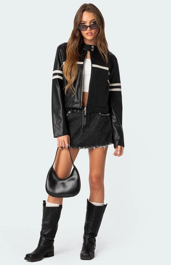 Edikted Rockstar Oversized Faux Leather Jacket 1