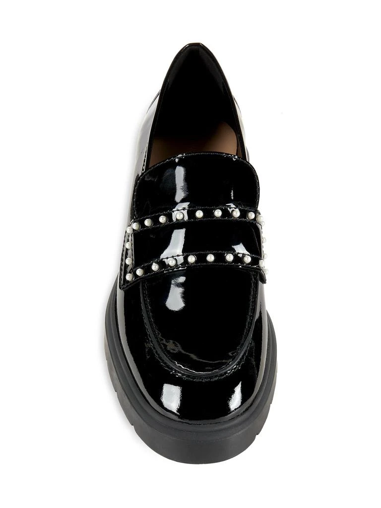Stuart Weitzman Darcy Simulated Pearl Leather Penny Loafers 5