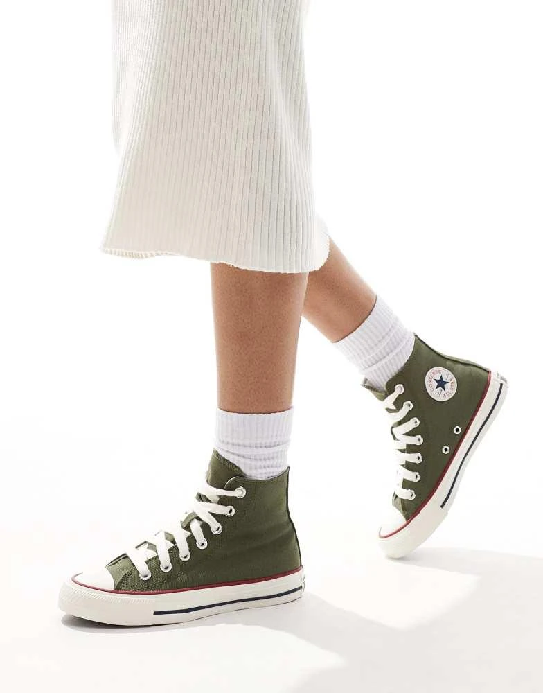 Converse Converse Chuck Taylor All star Hi trainers with chunky laces in green 1