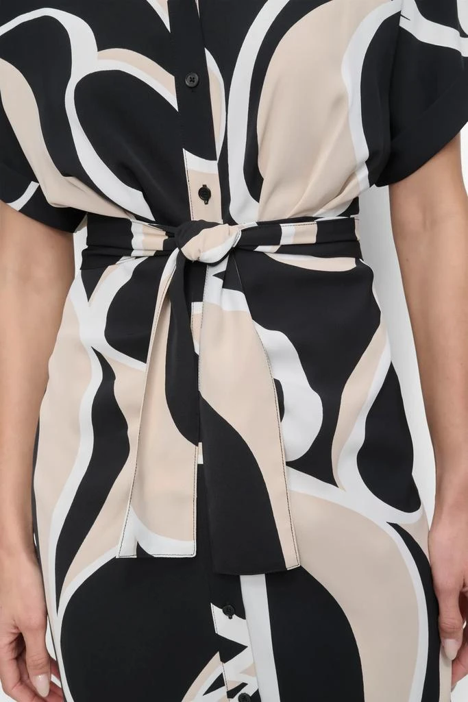 DKNY DRAPEY CREPE BELTED MAXI DRESS 5