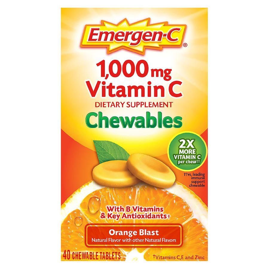 Emergen-C Immune Support Chewable Tablet with 1000 mg Vitamin C & B Vitamins Orange Blast