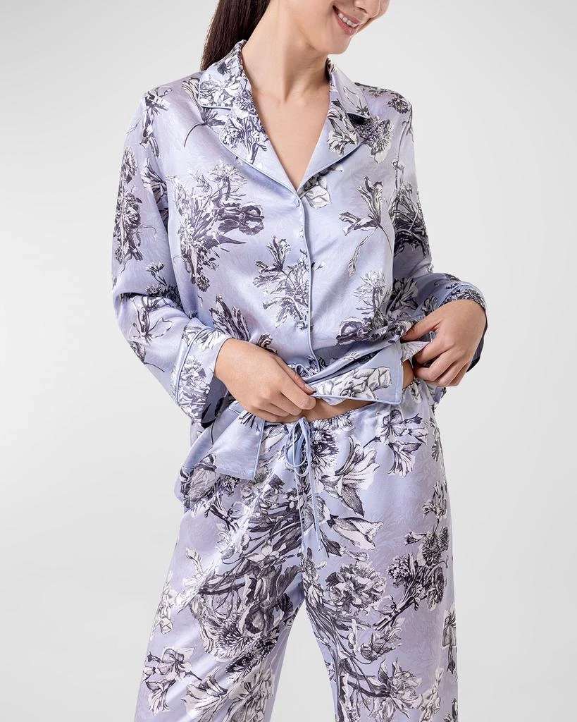 Christine Lingerie Toile Jardin Floral-Print Charmeuse Pajama Set 4