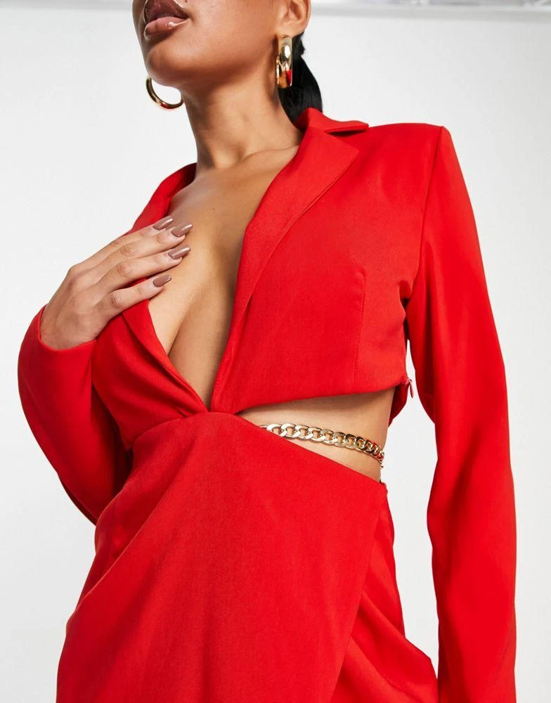 red cut out blazer dress THE BEST PART CUT OUT BLAZER IN RED