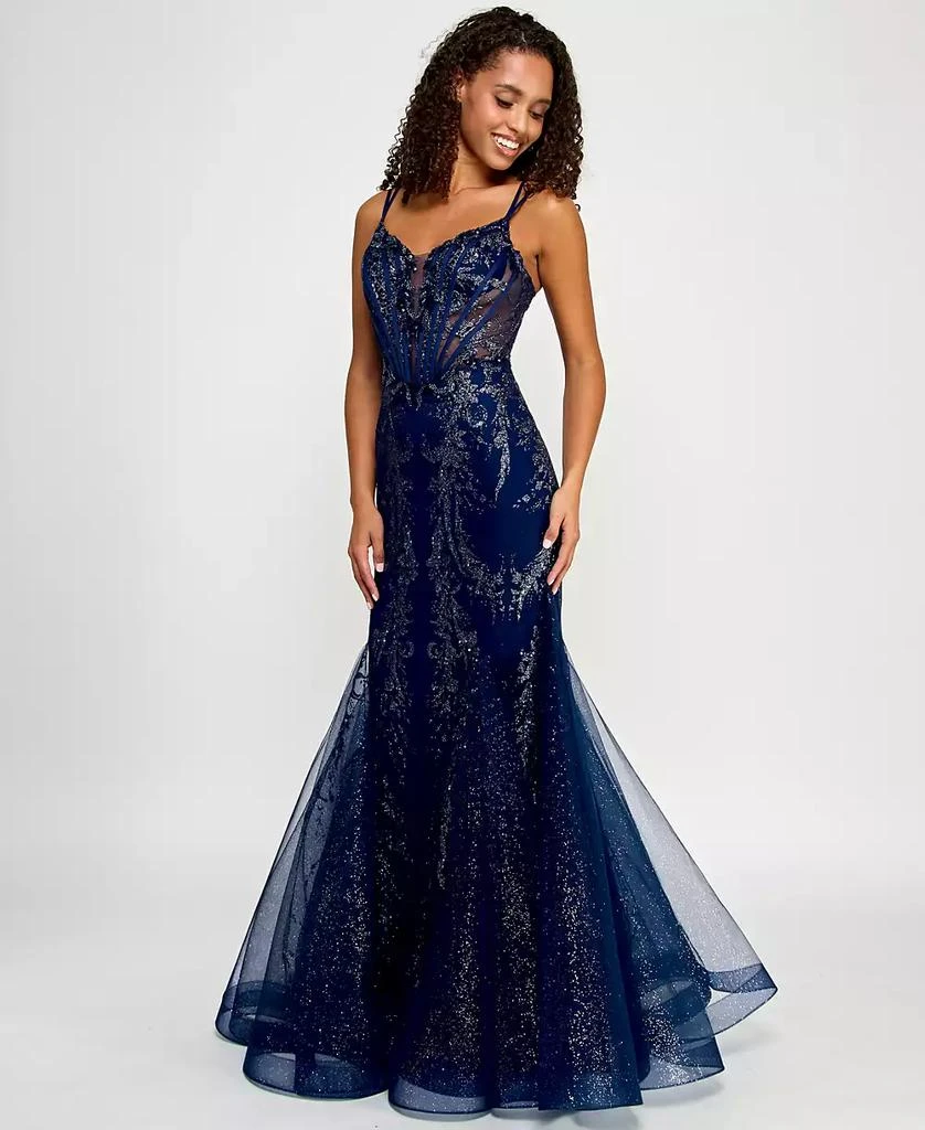 Say Yes Juniors' Glitter Mesh Corset Gown, Created for Macy's 3