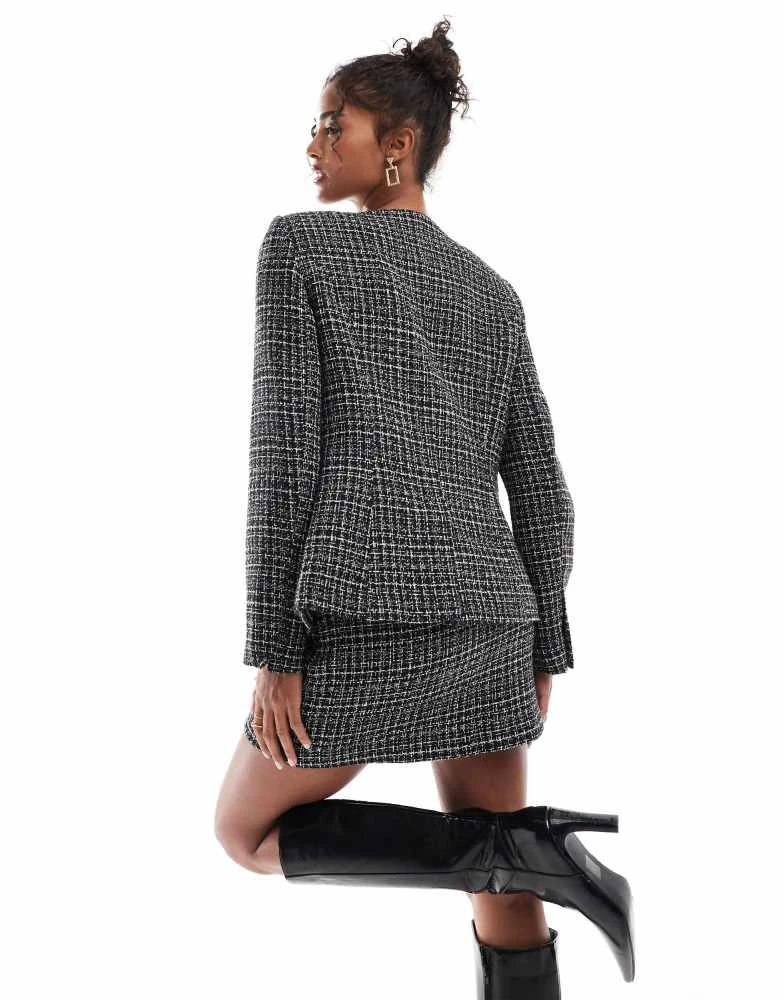 ASOS ASOS DESIGN nipped waist boucle jacket co-ord in mono 2