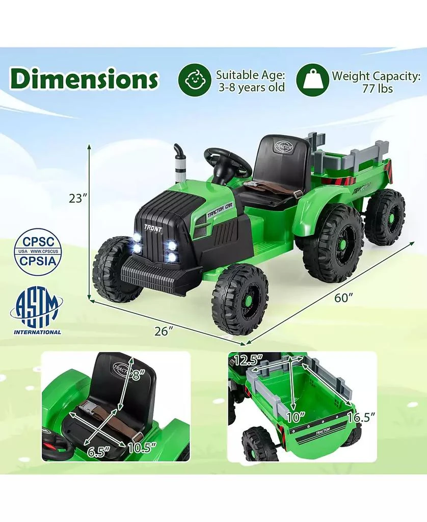 Mecale 24V Ride-On Tractor for Kids with Detachable Trailer 
Remote Control 3
