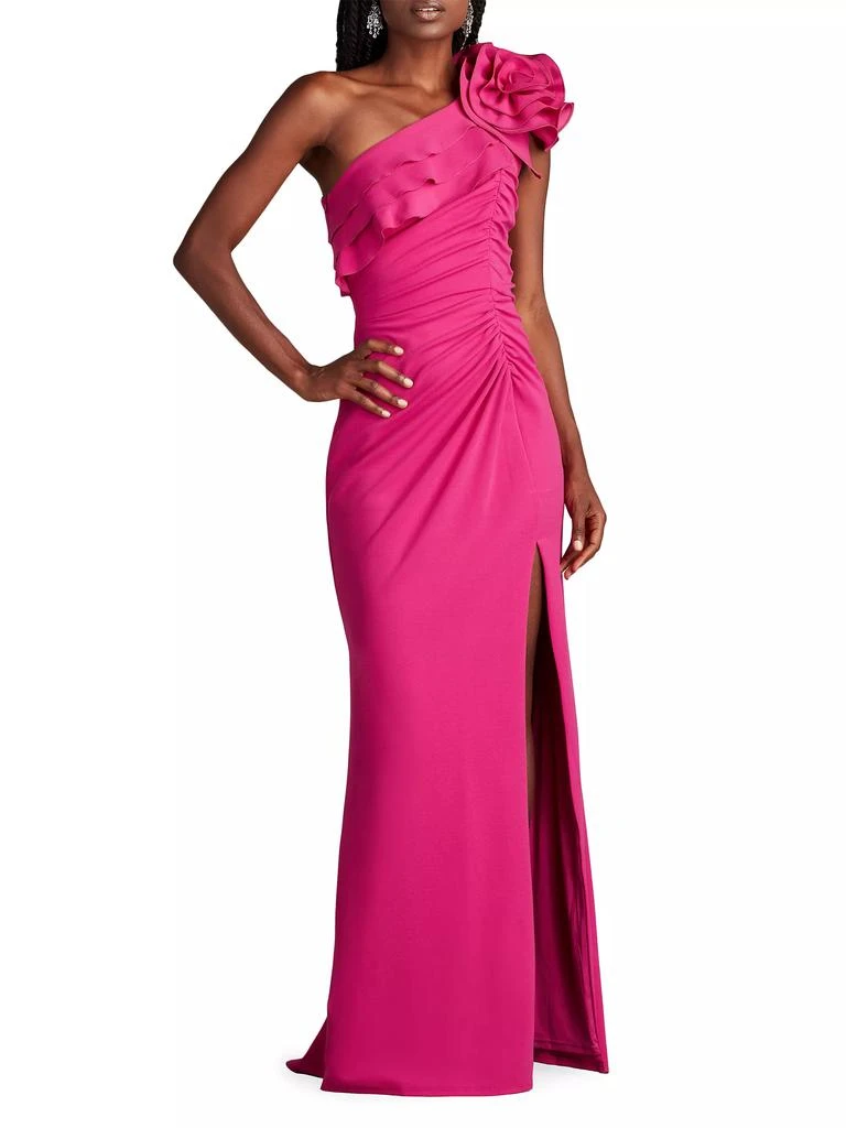 Tadashi Shoji One-Shoulder Flower Detail Crepe Gown 2