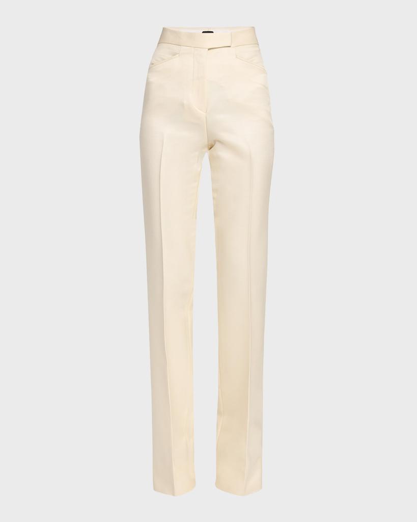 Tom Ford Barathea Silk-Wool Flared Tuxedo Pants