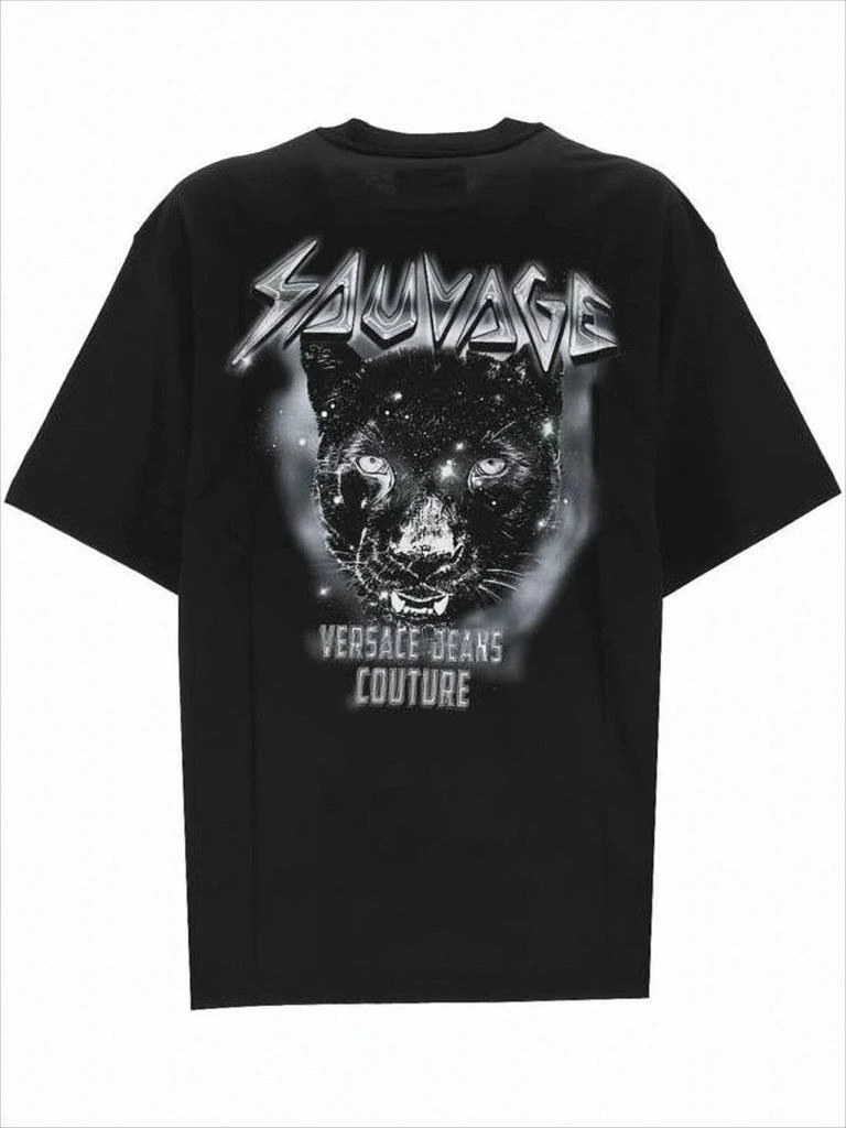 Versace Graphic Black Panther Short-Sleeve T-Shirt with Cosmic Elements 3