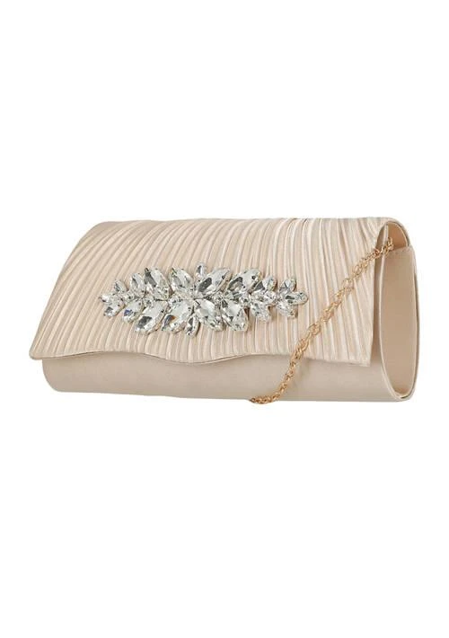 Jessica McClintock Mcclintock Aria   Brooch Flap Satin Clutch 1