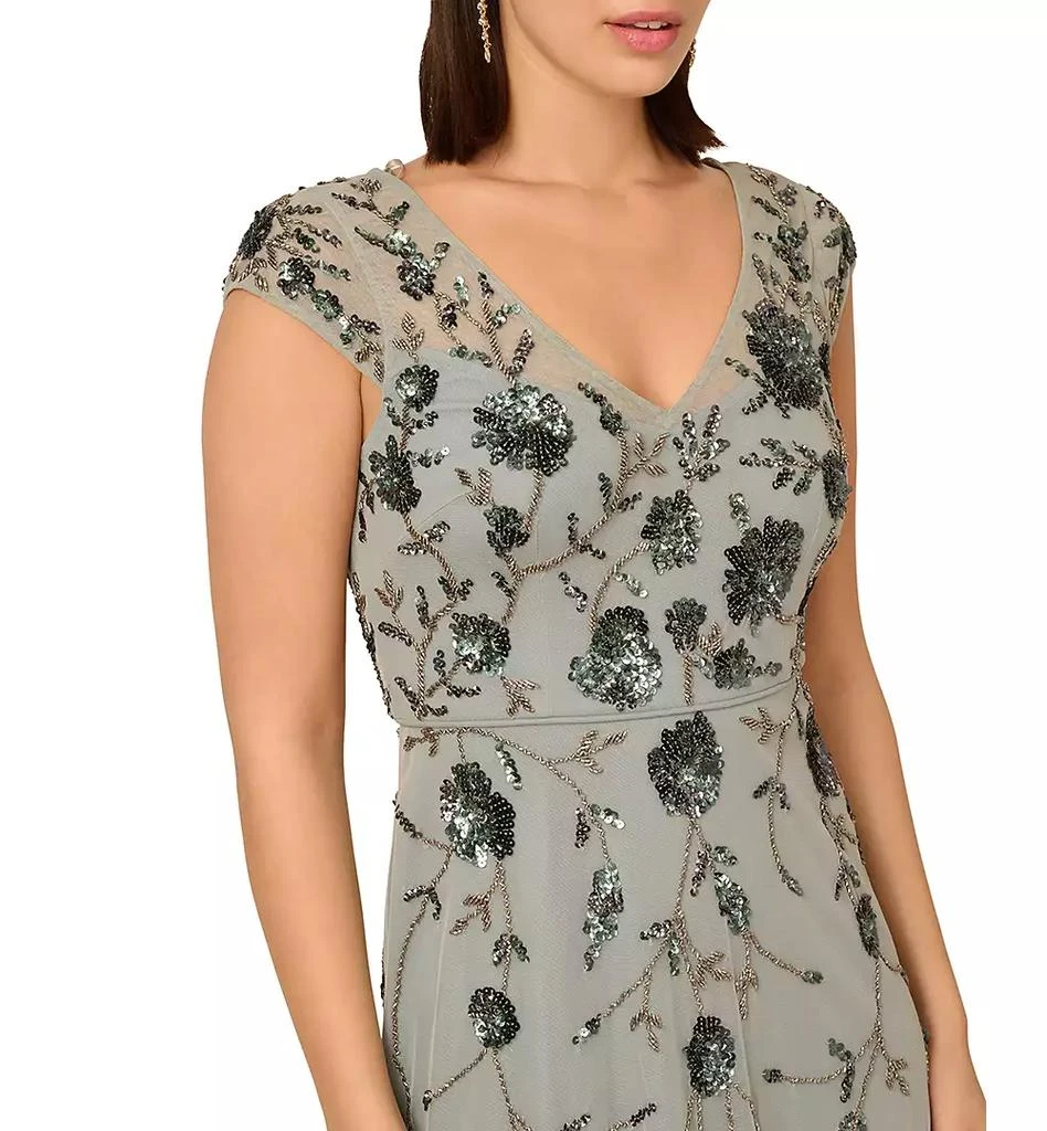 Adrianna Papell Women's V-Neck Beaded Mesh Dress 3