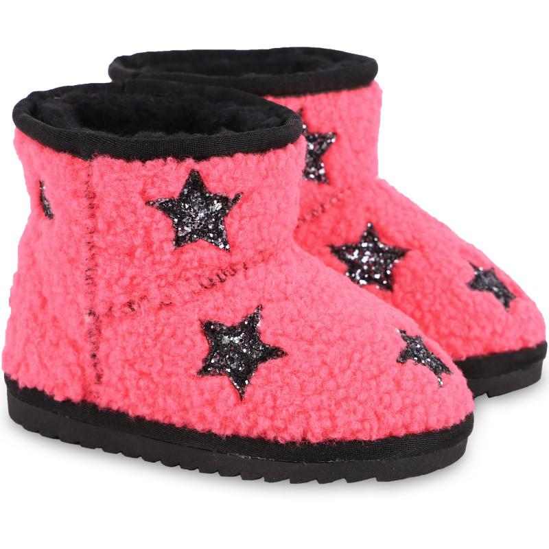 COLORS OF CALIFORNIA Glittery stars teddy faux fur boots in pink