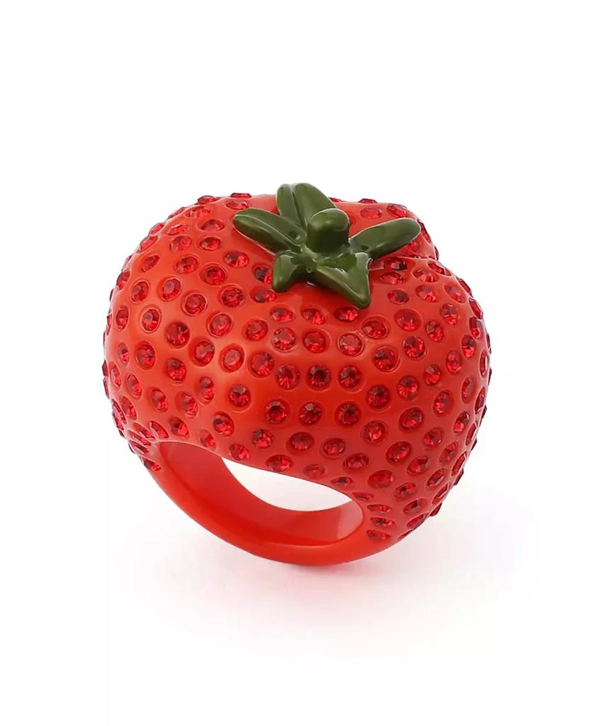 Betsey Johnson Faux Stone Hothouse Bloom Tomato Cocktail Ring 3