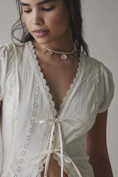 Kimchi Blue Kimchi Blue Secret Garden Eyelet Lace Tie-Front Bed Jacket 2