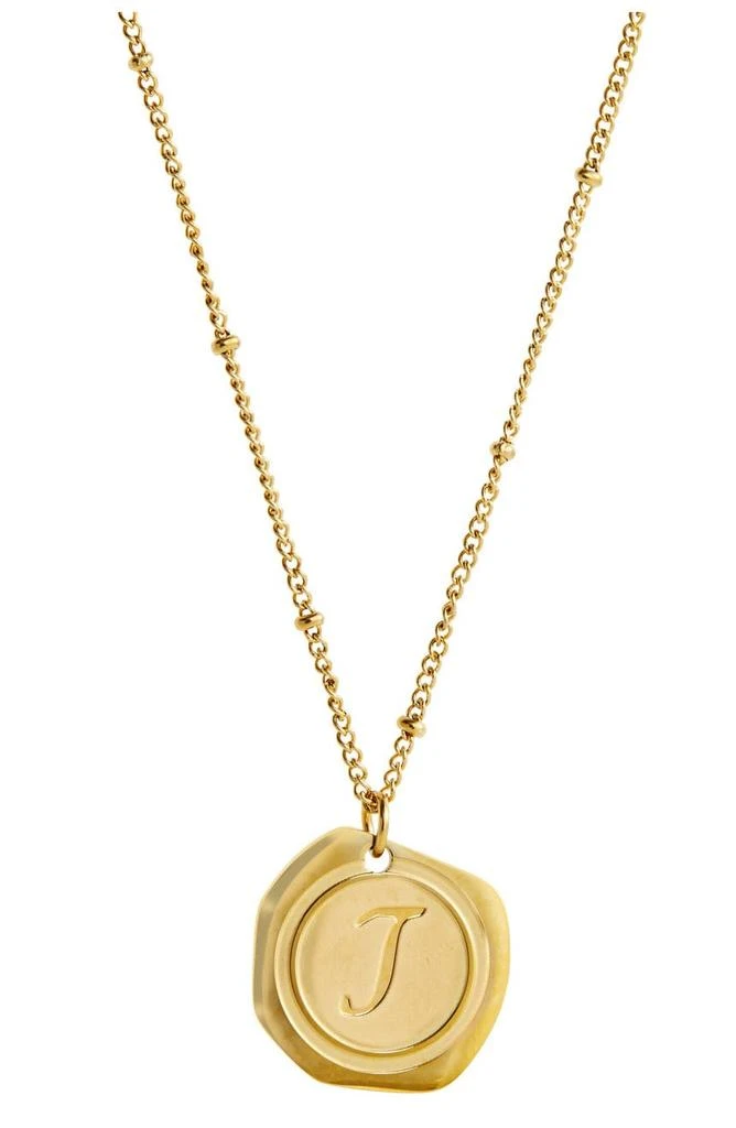 Savvy Cie Jewels 22K Yellow Gold Plated Stainless Steel Coin Initial Necklace 5