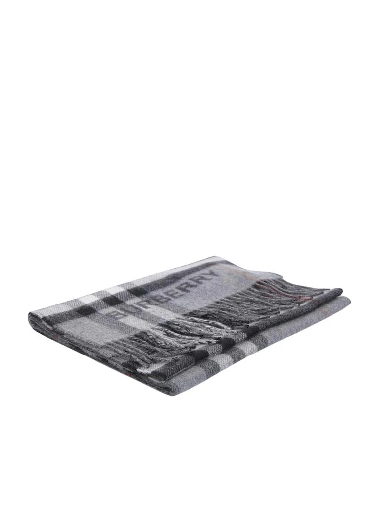 Burberry Check Print Grey Cashmere Scarf 1