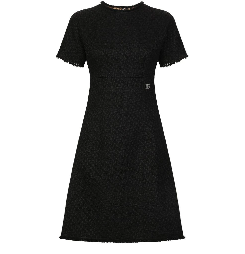 Dolce & Gabbana Raschel tweed midi dress DG logo 2