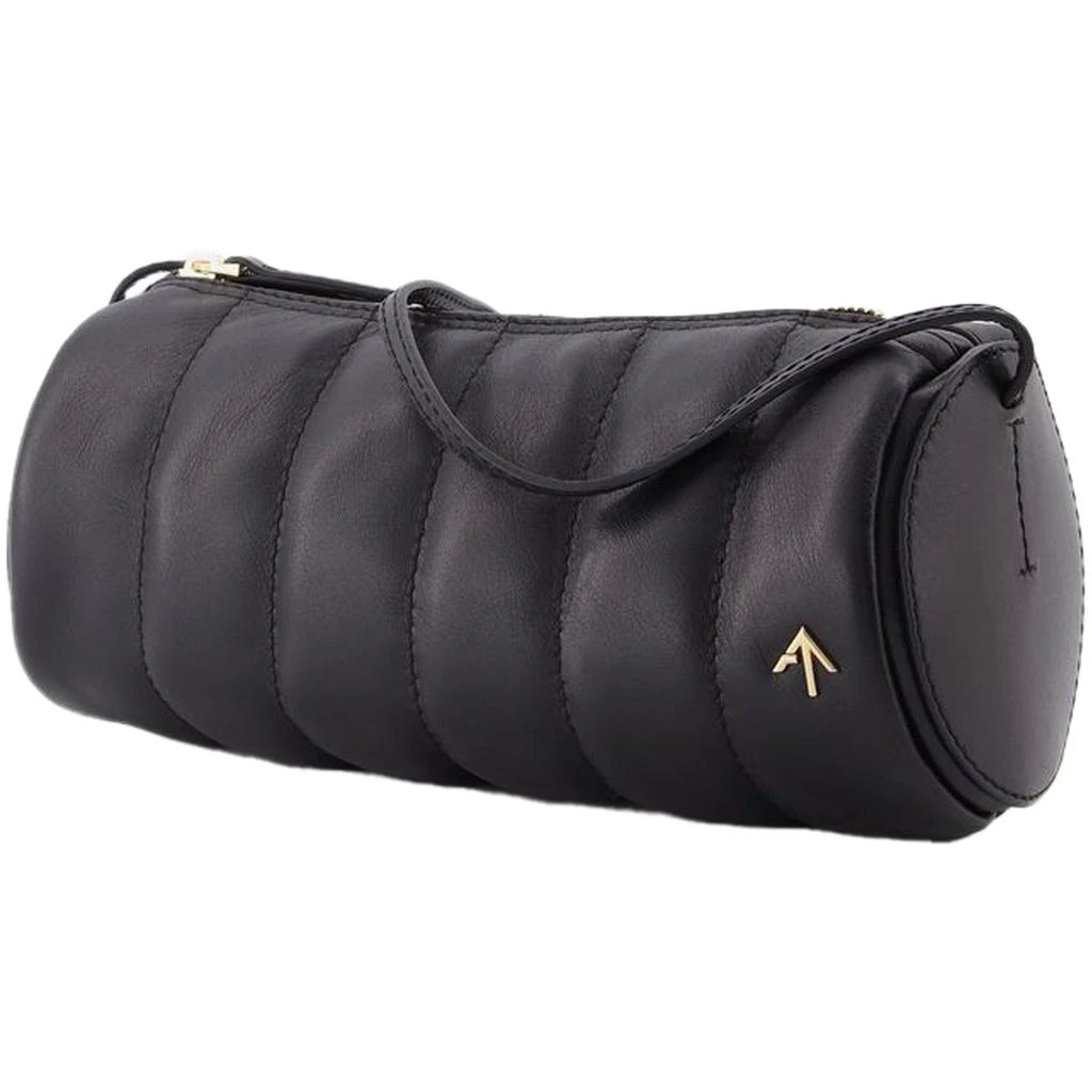 Manu Atelier Padded Cylinder Bag in Black Leather 2
