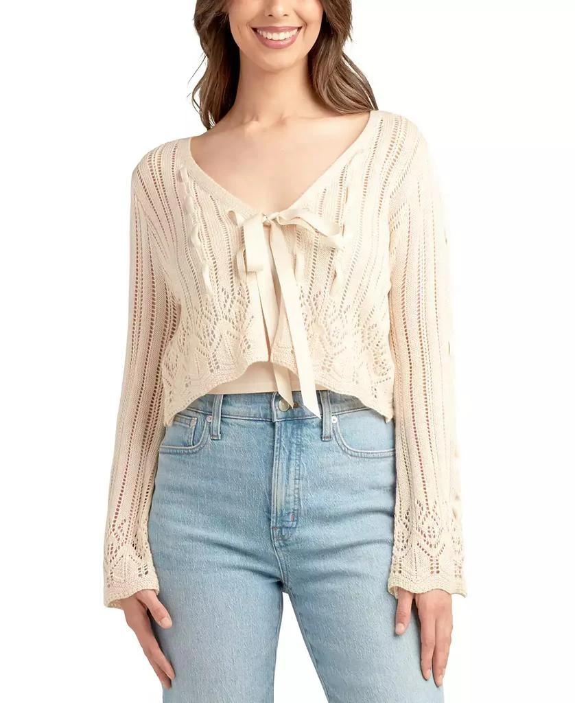 BCX Juniors' Tied Ribbon Knit Cardigan 1