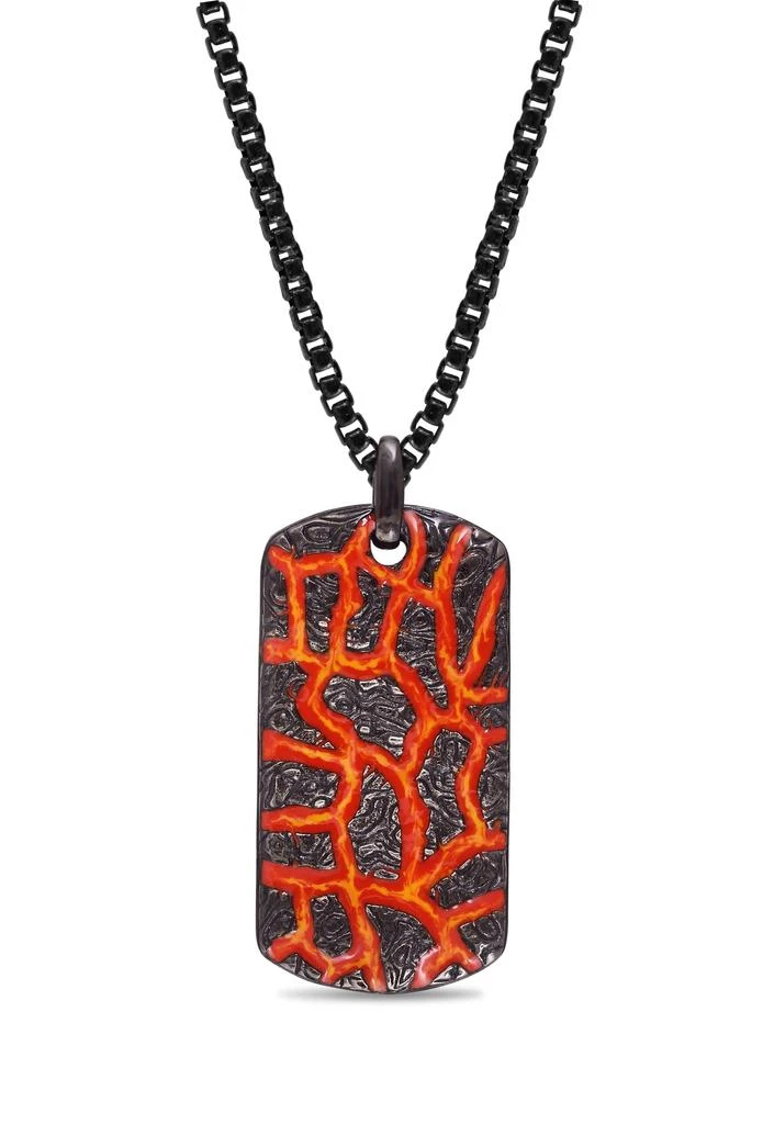 LuvMyJewelry Rivers Of Fire Silver 
Red Enamel Tag Necklace