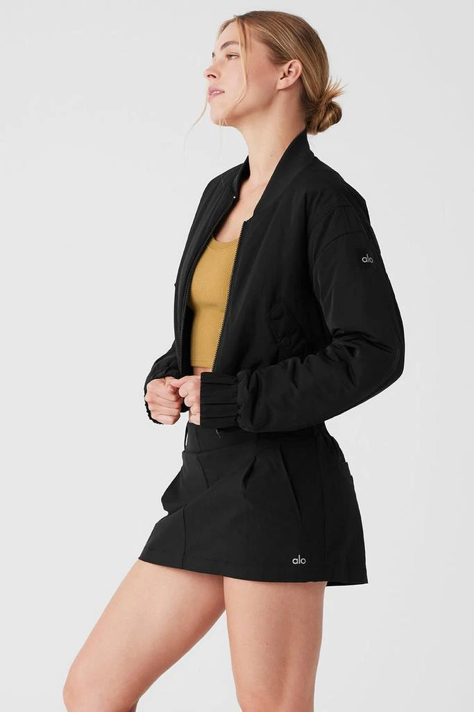 Alo Cropped Break Line Bomber Jacket - Black 3
