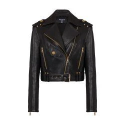 BALMAIN Zipped Leather Biker Jacket 1