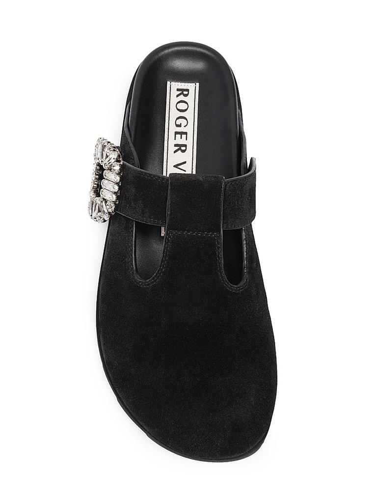 Roger Vivier Slidy Viv Embellished Suede Mules - Slippers - Free