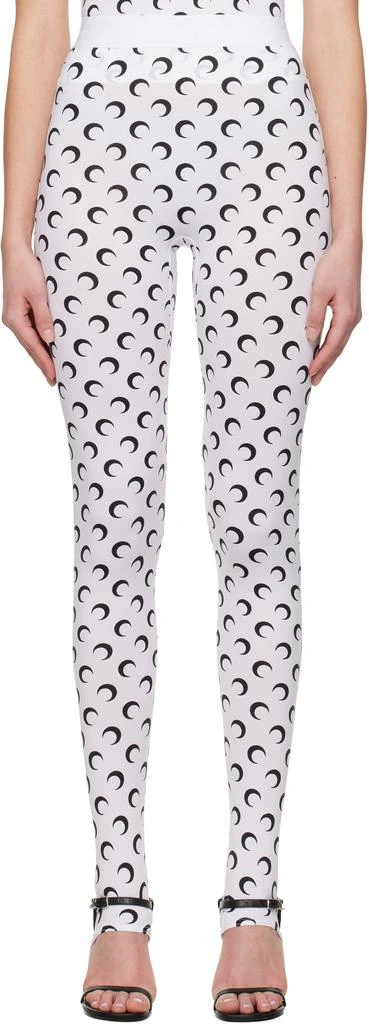 MARINE SERRE White Recycled Moon Jersey Stirrup Leggings 1