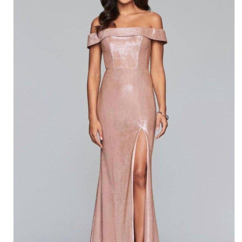 Faviana Classic Metallic Off The Shoulder Gown