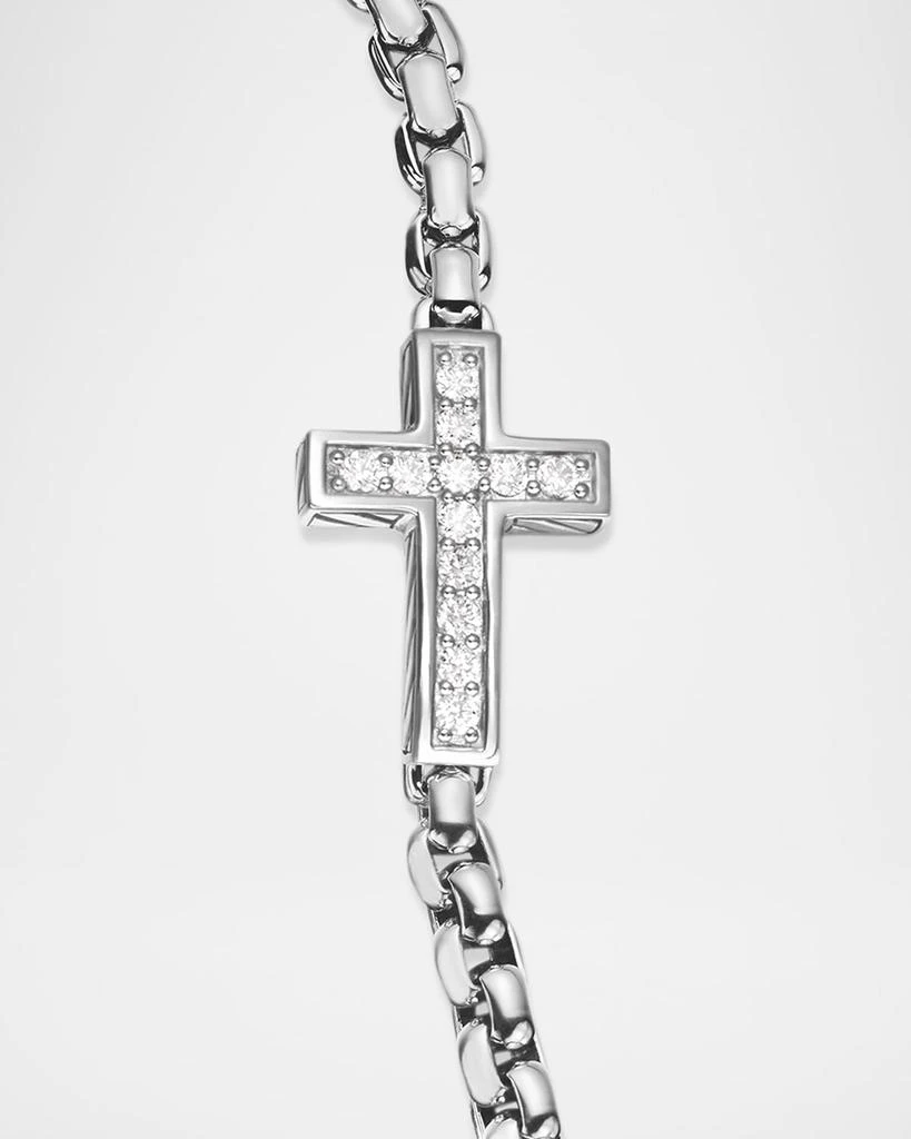 David Yurman Men's Silver Diamond Cross Station Bracelet 4