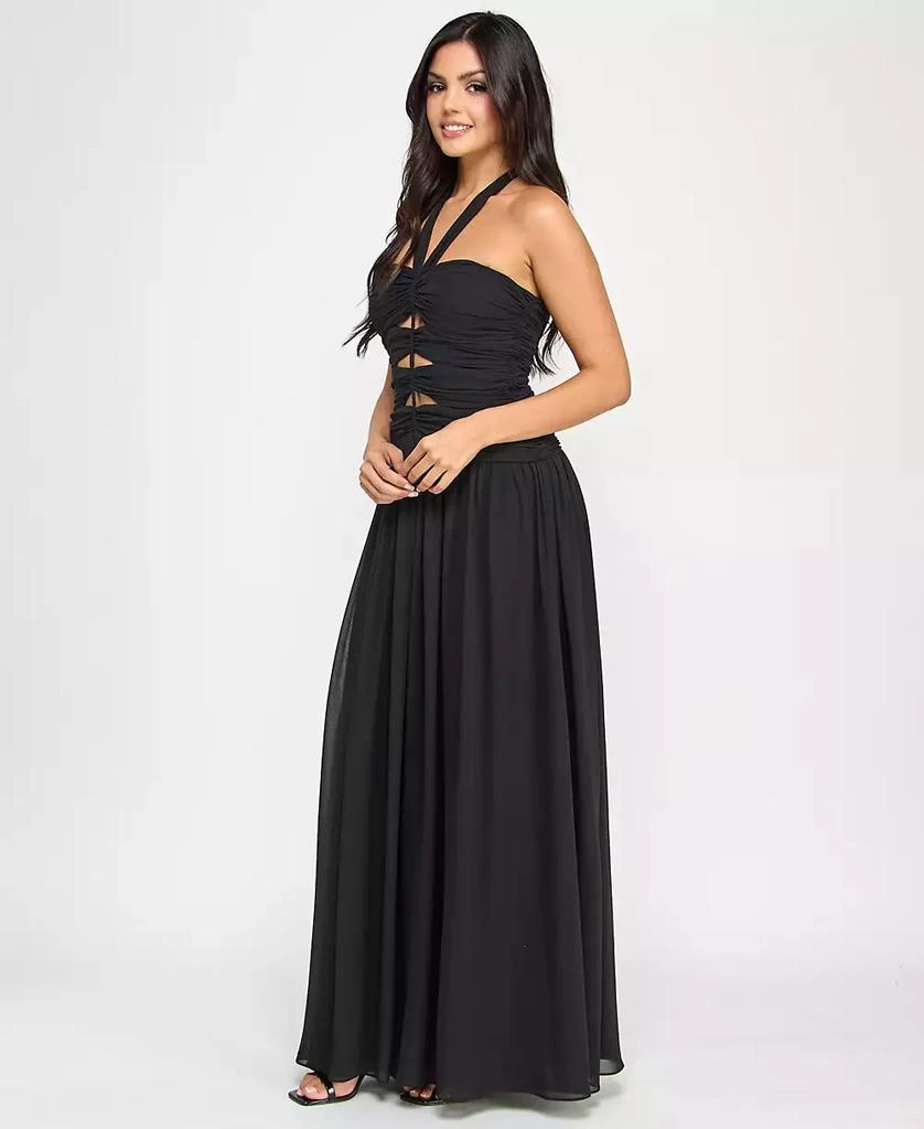 B Darlin Juniors' Cutout Gathered Sleeveless Halter Gown, Created for Macy's 3