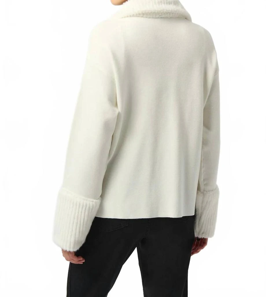 JOSEPH RIBKOFF Sweater Knit Fur Trim Long Sleeve Jacket In Winter White 2