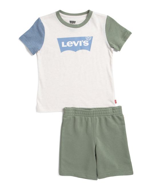 Levi
s Little Boys 2pc Color Block Short Sleeve Tee And Shorts Set